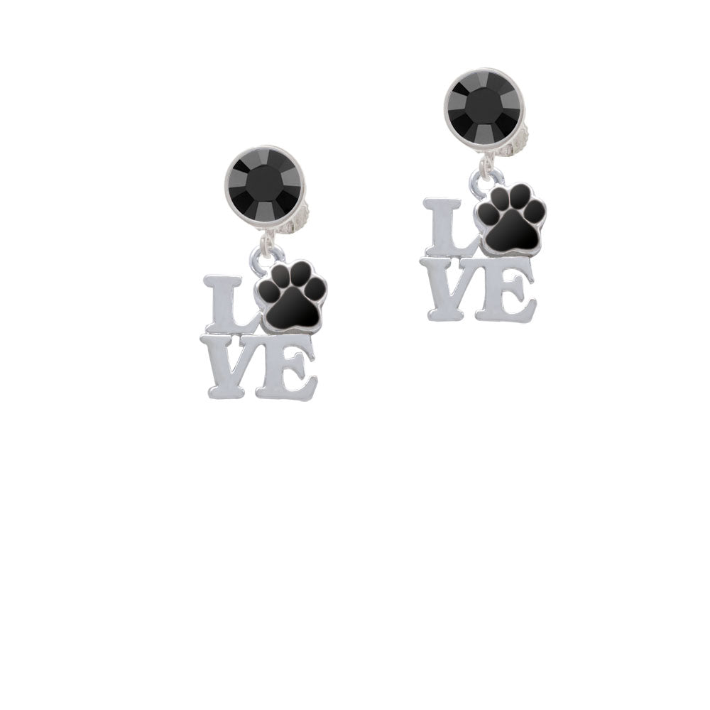 Love with Black Paw Crystal Clip On Earrings Image 3