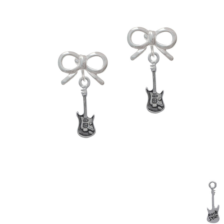 Rock Star Guitar Crystal Clip On Earrings Image 9