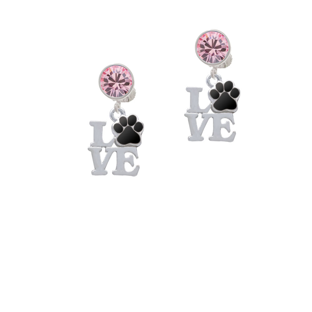 Love with Black Paw Crystal Clip On Earrings Image 4