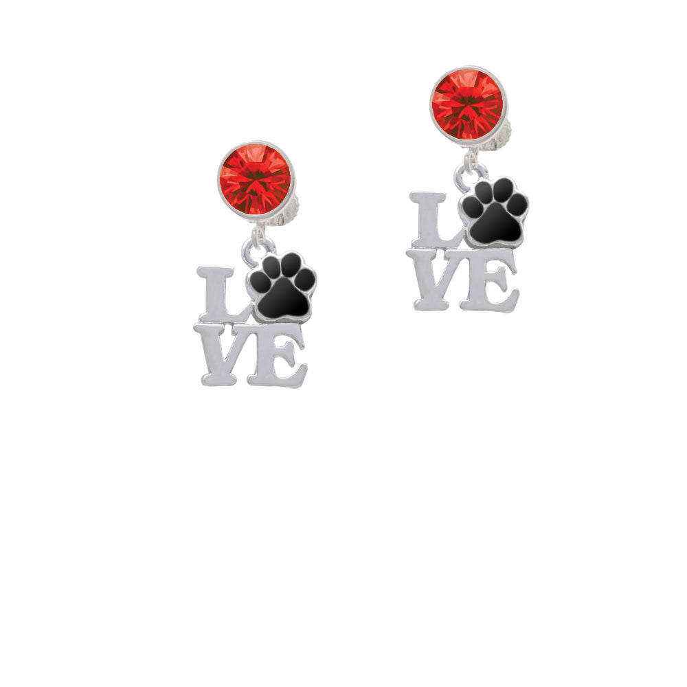 Love with Black Paw Crystal Clip On Earrings Image 4