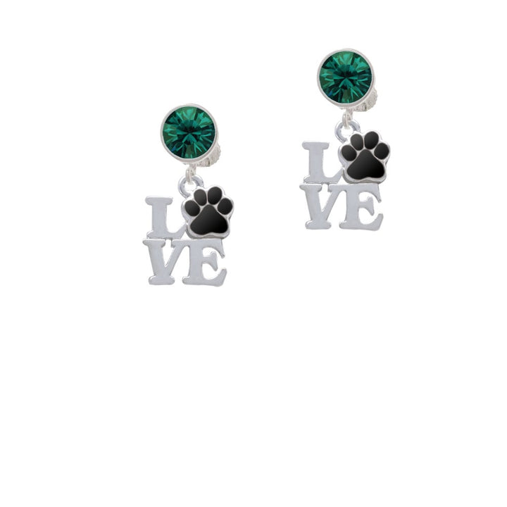 Love with Black Paw Crystal Clip On Earrings Image 6