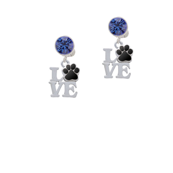 Love with Black Paw Crystal Clip On Earrings Image 7