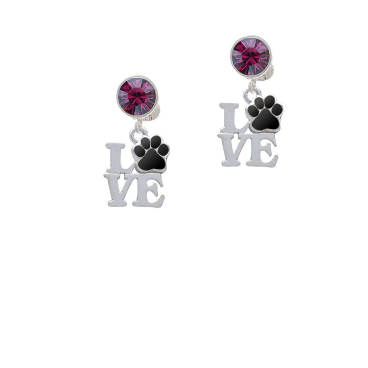 Love with Black Paw Crystal Clip On Earrings Image 8