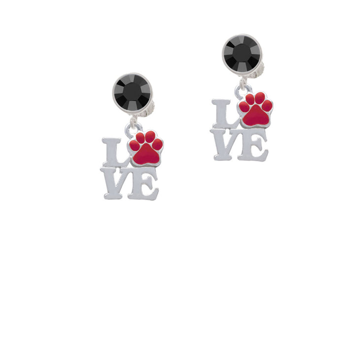 Love with Red Paw Crystal Clip On Earrings Image 3