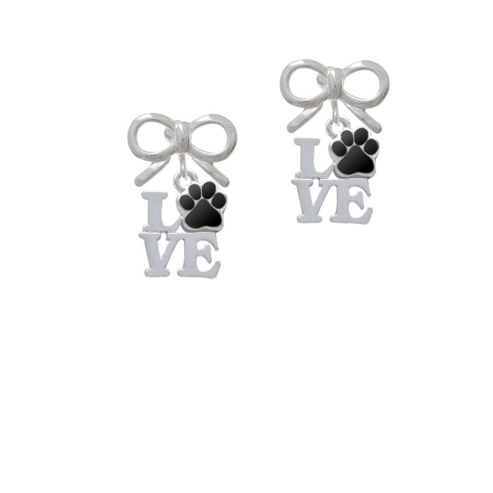 Love with Black Paw Crystal Clip On Earrings Image 9