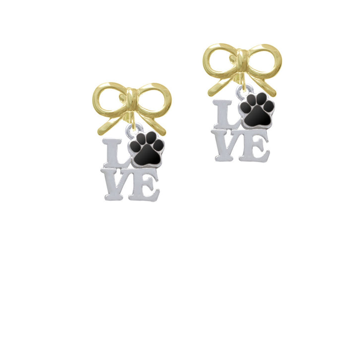 Love with Black Paw Crystal Clip On Earrings Image 10