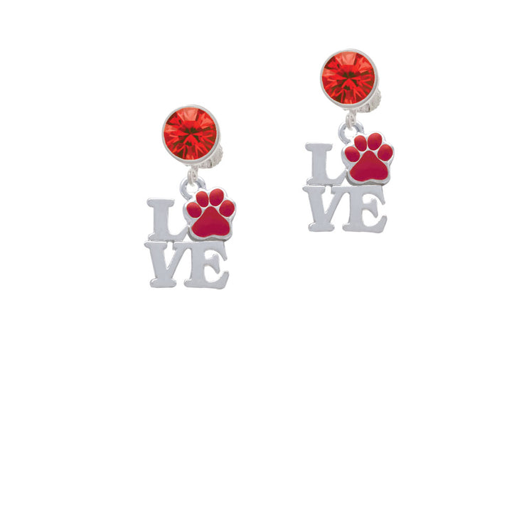 Love with Red Paw Crystal Clip On Earrings Image 4