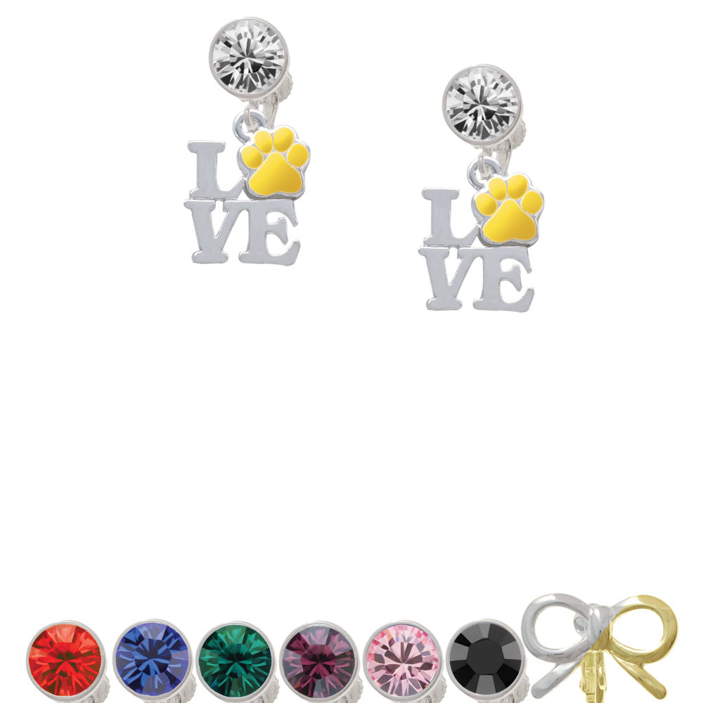 Love with Yellow Paw Crystal Clip On Earrings Image 1