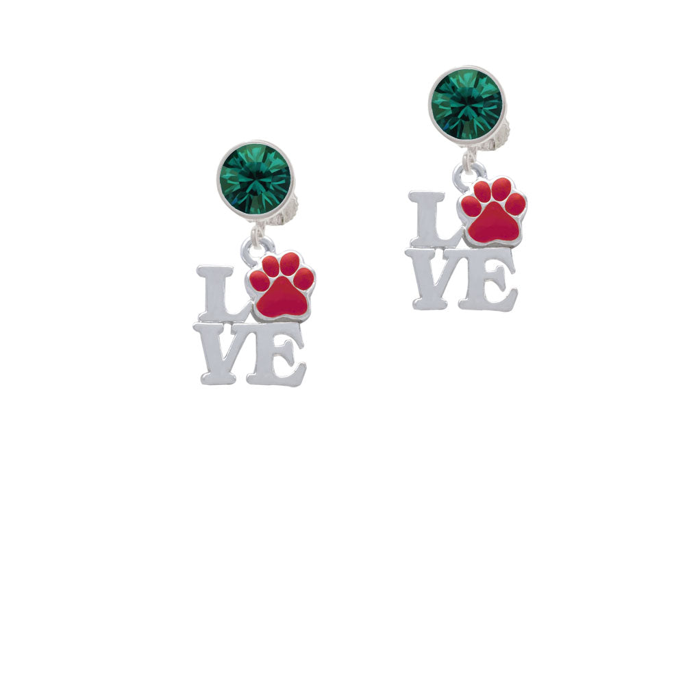 Love with Red Paw Crystal Clip On Earrings Image 6