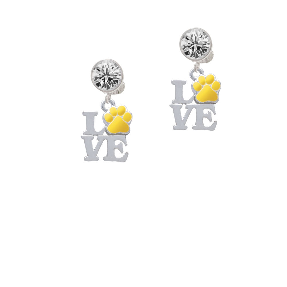 Love with Yellow Paw Crystal Clip On Earrings Image 2