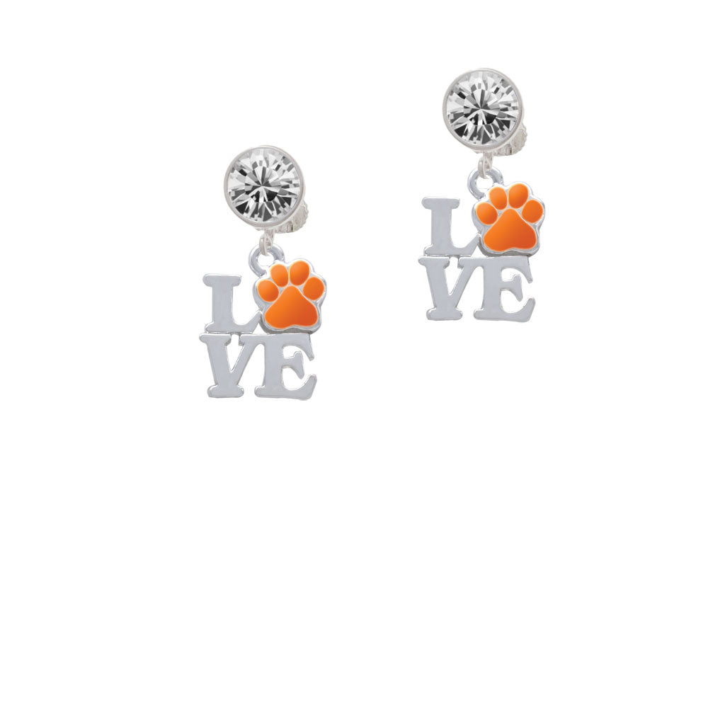 Love with Orange Paw Crystal Clip On Earrings Image 2