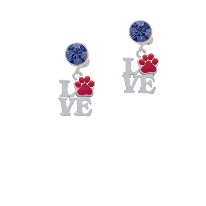 Love with Red Paw Crystal Clip On Earrings Image 7