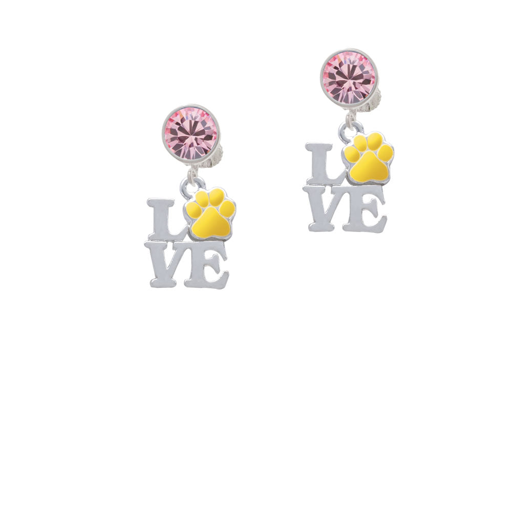 Love with Yellow Paw Crystal Clip On Earrings Image 4