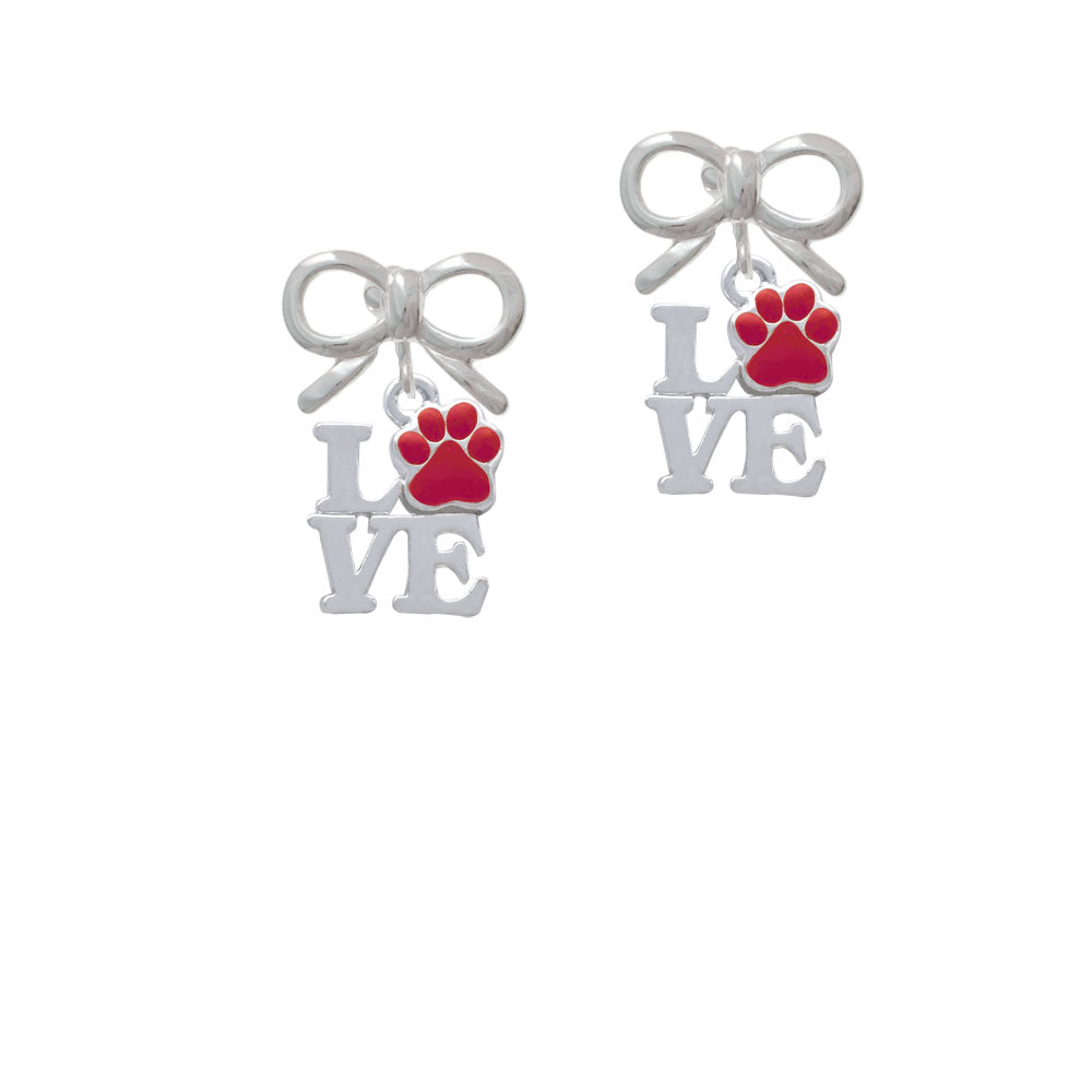 Love with Red Paw Crystal Clip On Earrings Image 9