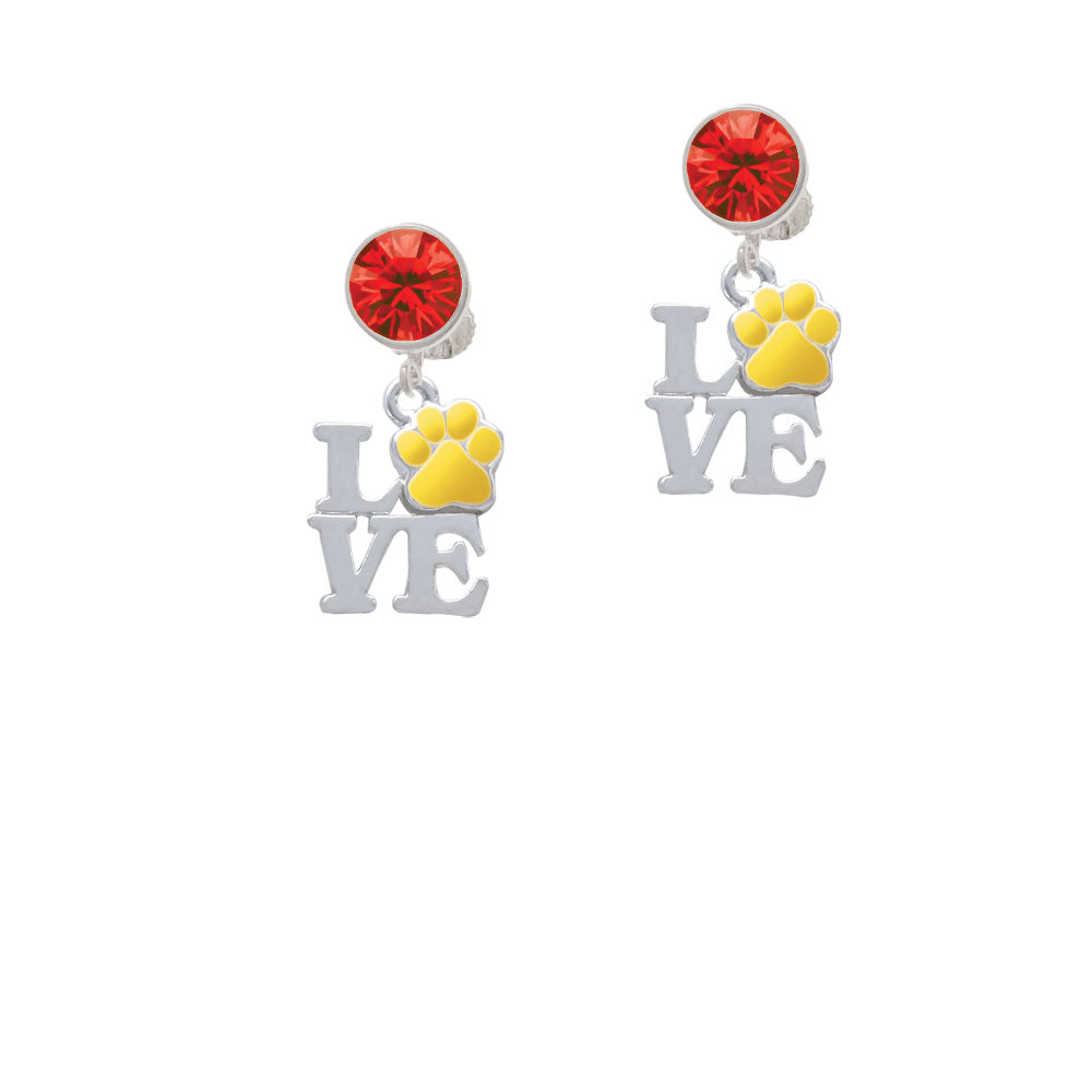 Love with Yellow Paw Crystal Clip On Earrings Image 4