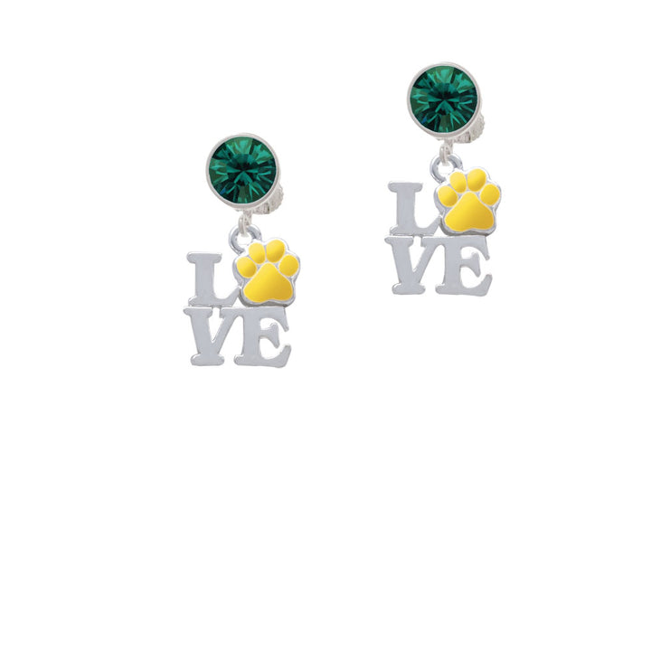 Love with Yellow Paw Crystal Clip On Earrings Image 6