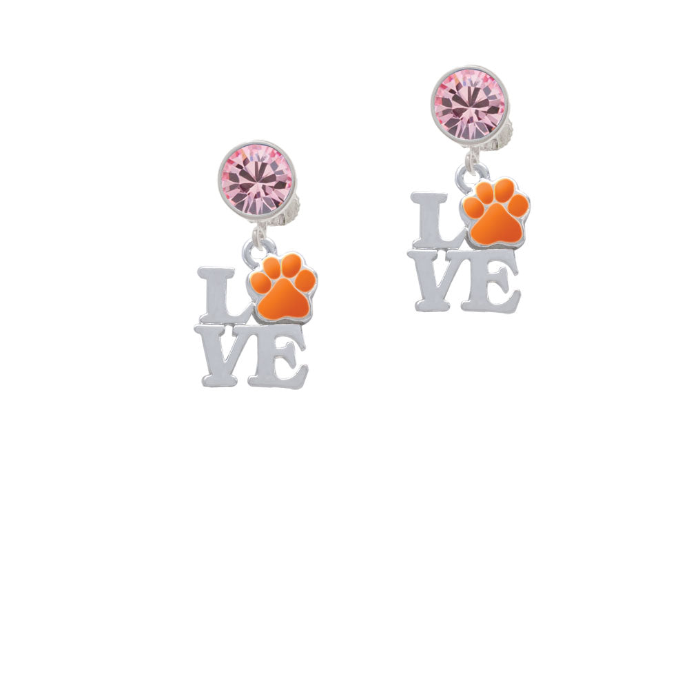 Love with Orange Paw Crystal Clip On Earrings Image 4