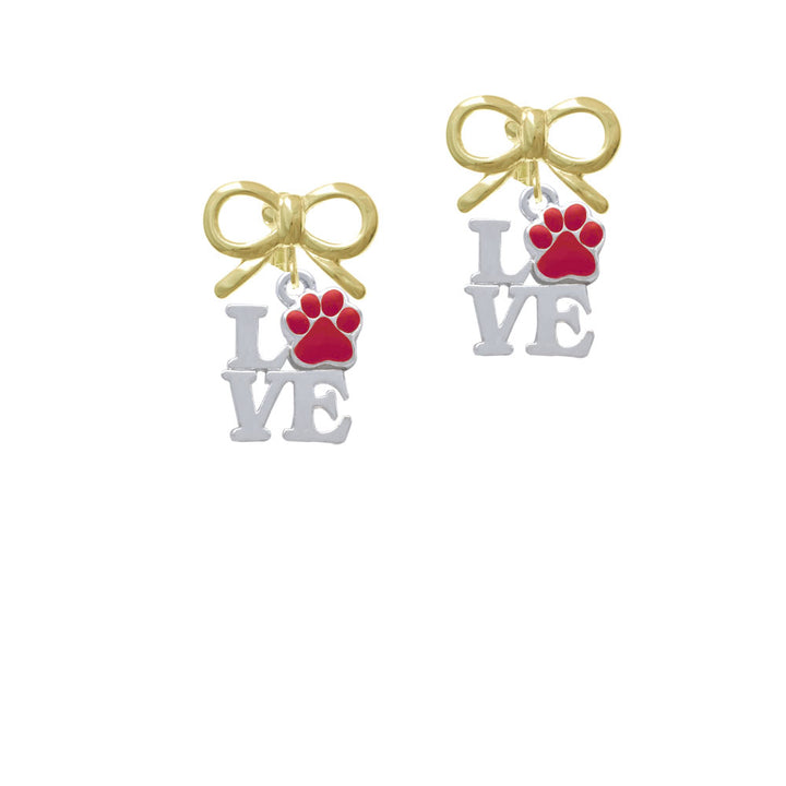 Love with Red Paw Crystal Clip On Earrings Image 10