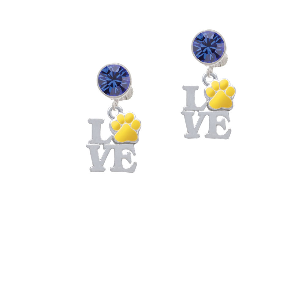 Love with Yellow Paw Crystal Clip On Earrings Image 7