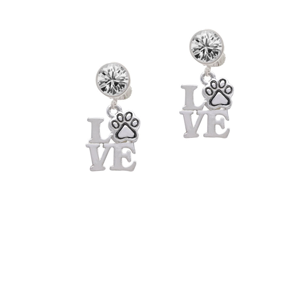 Love with Paw Crystal Clip On Earrings Image 2