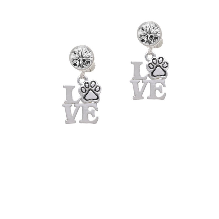 Love with Paw Crystal Clip On Earrings Image 1