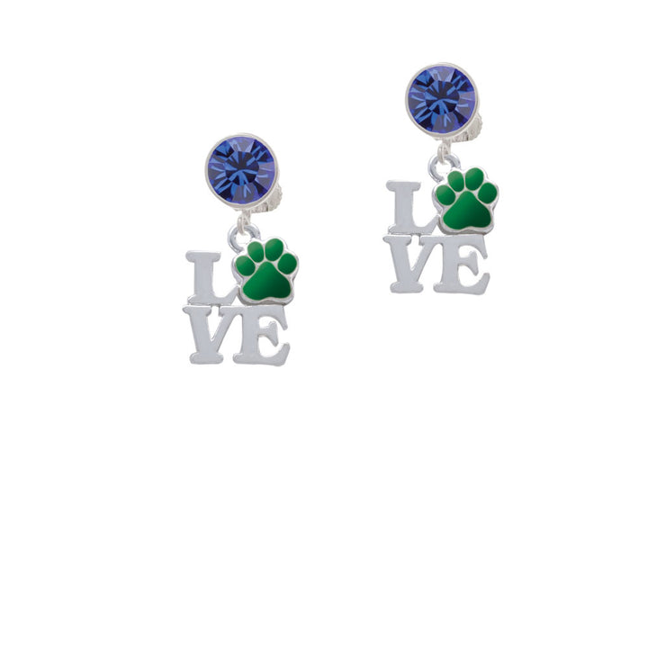 Love with Green Paw Crystal Clip On Earrings Image 7