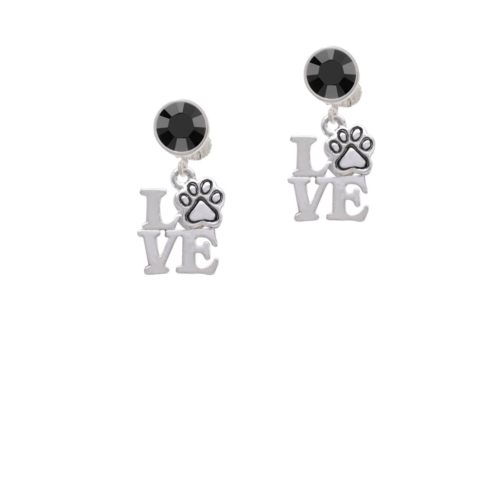 Love with Paw Crystal Clip On Earrings Image 1