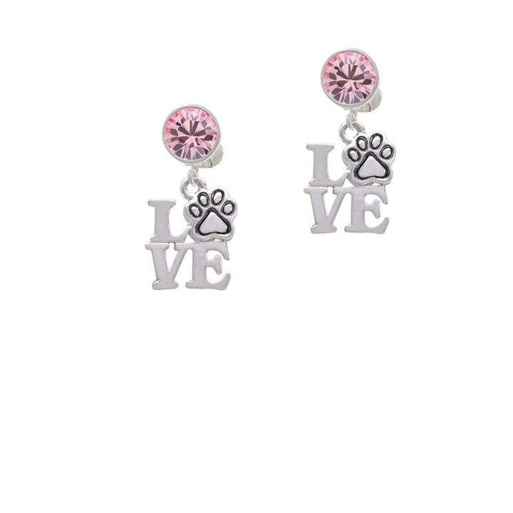 Love with Paw Crystal Clip On Earrings Image 1