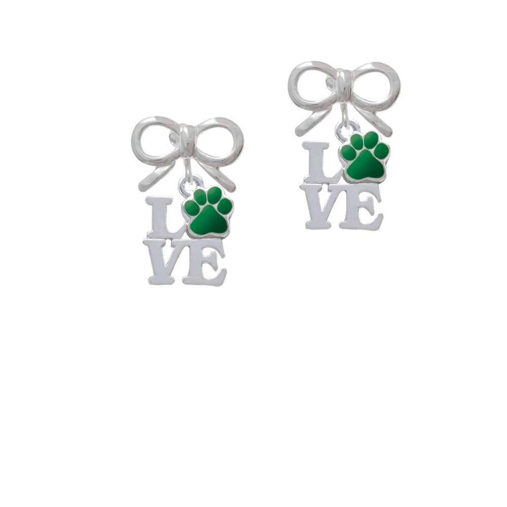 Love with Green Paw Crystal Clip On Earrings Image 9