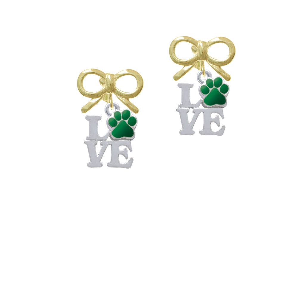 Love with Green Paw Crystal Clip On Earrings Image 10