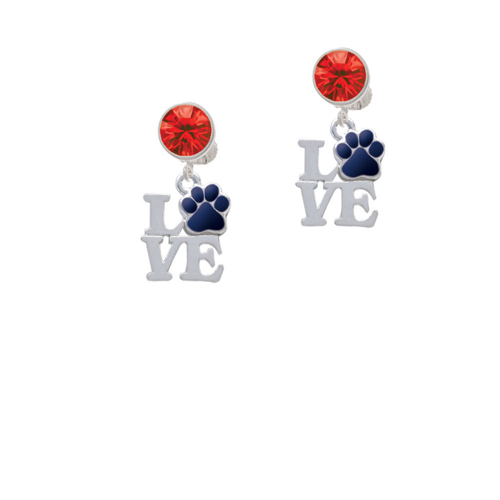 Love with Navy Blue Paw Crystal Clip On Earrings Image 4