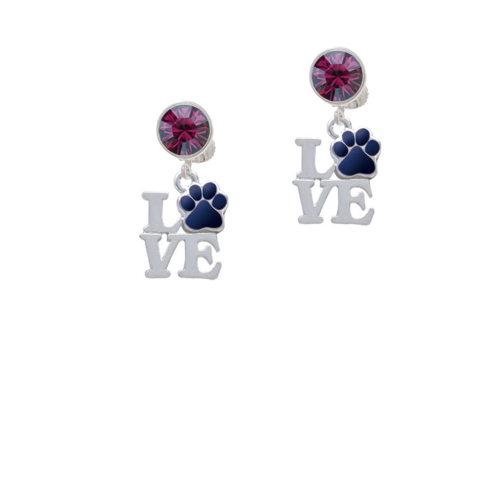 Love with Navy Blue Paw Crystal Clip On Earrings Image 8