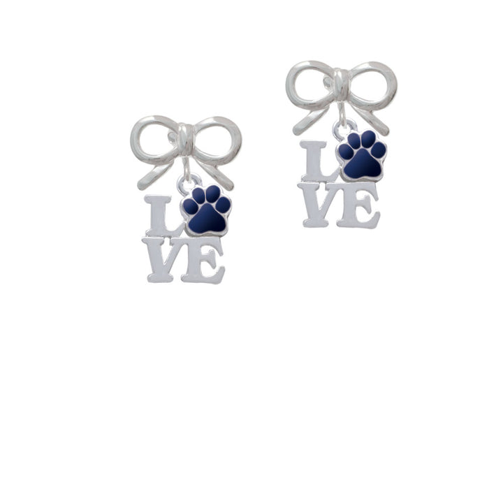 Love with Navy Blue Paw Crystal Clip On Earrings Image 9