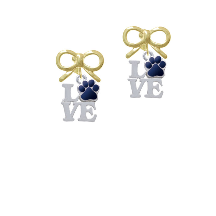 Love with Navy Blue Paw Crystal Clip On Earrings Image 10