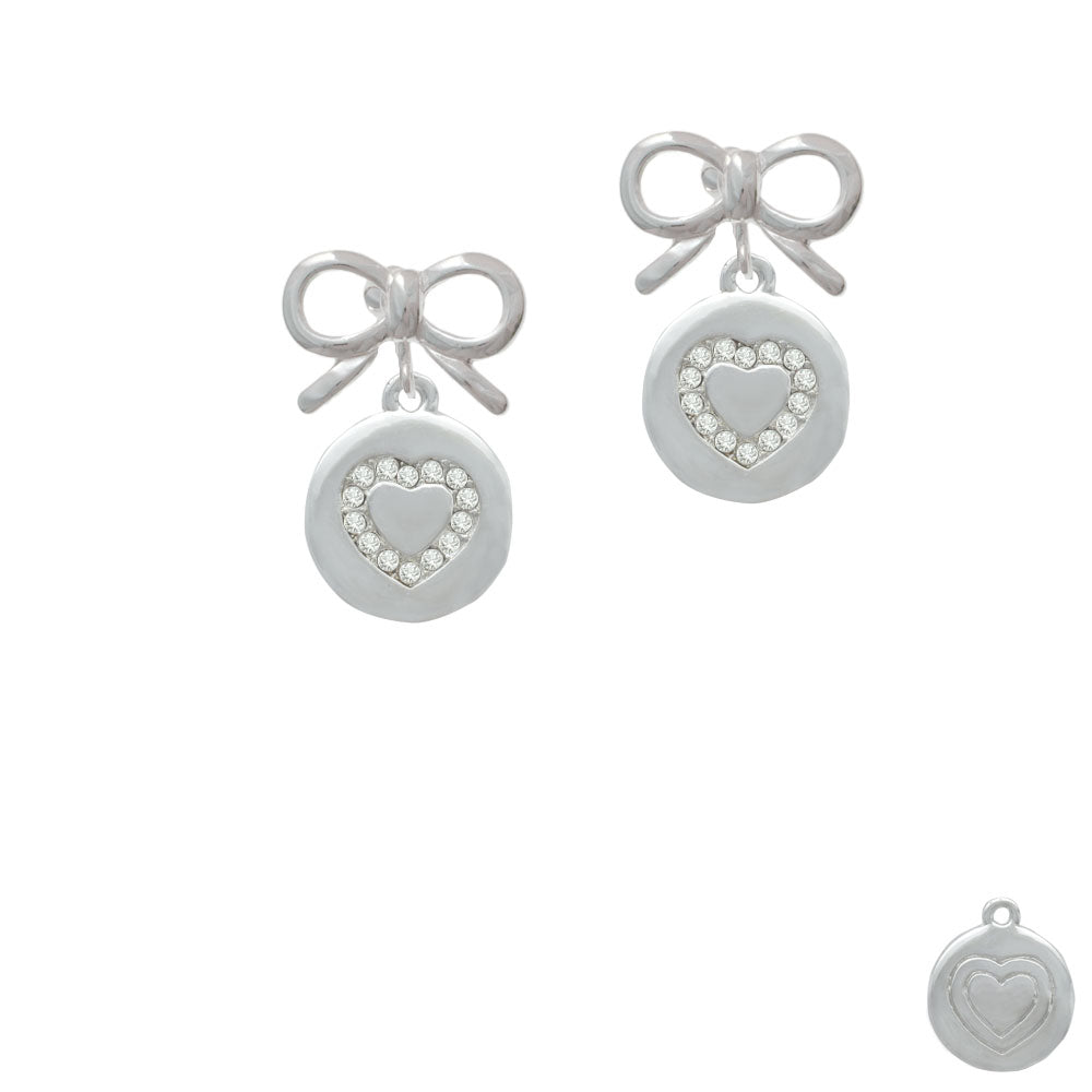 Disc with Crystal Heart Crystal Clip On Earrings Image 9