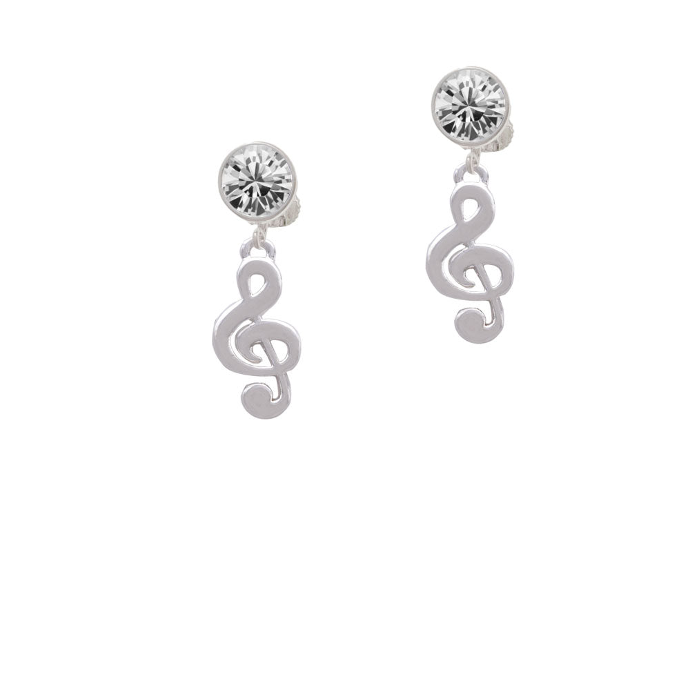 Rounded Clef Crystal Clip On Earrings Image 2