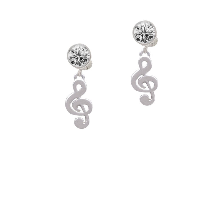 Rounded Clef Crystal Clip On Earrings Image 1