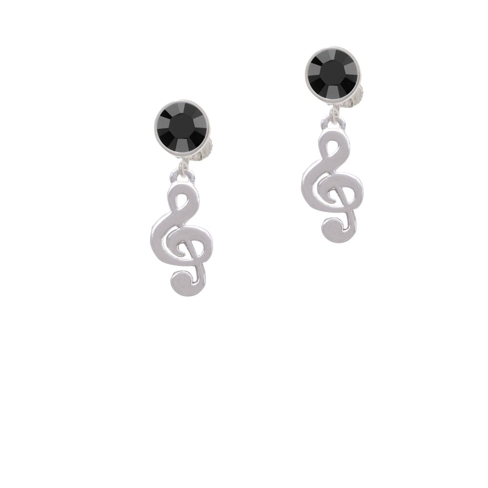 Rounded Clef Crystal Clip On Earrings Image 3