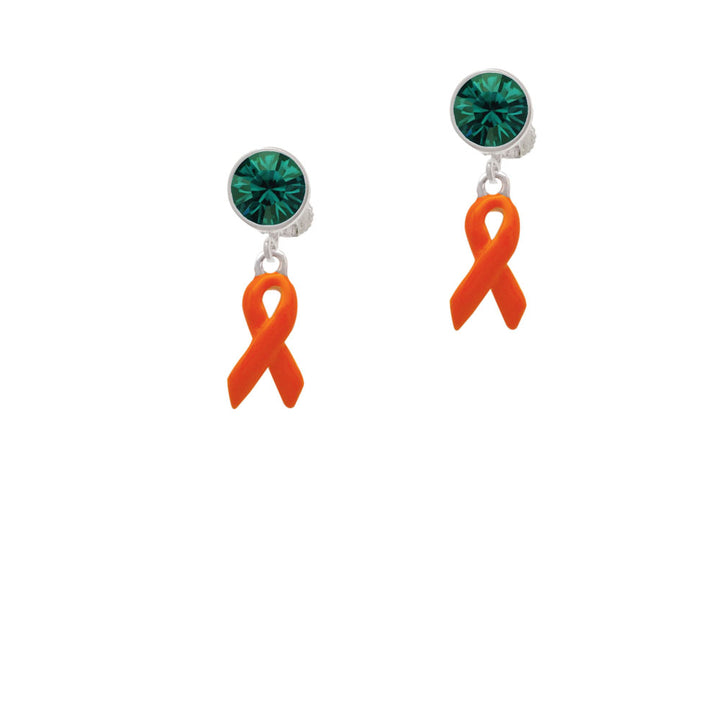 Orange Ribbon Crystal Clip On Earrings Image 6