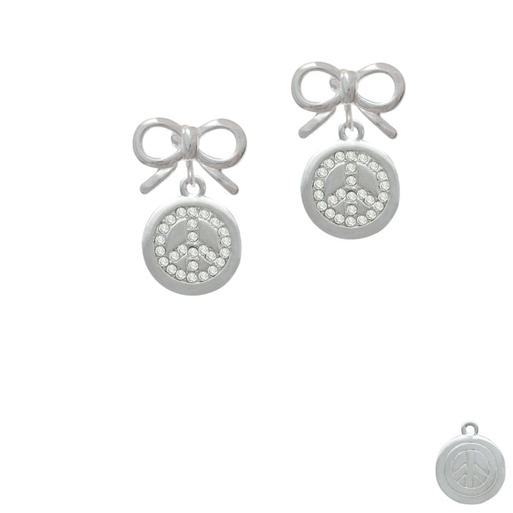 Disc with Crystal Peace Sign Crystal Clip On Earrings Image 9