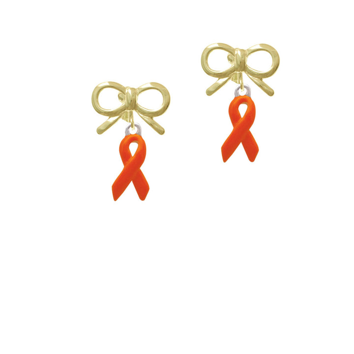 Orange Ribbon Crystal Clip On Earrings Image 10