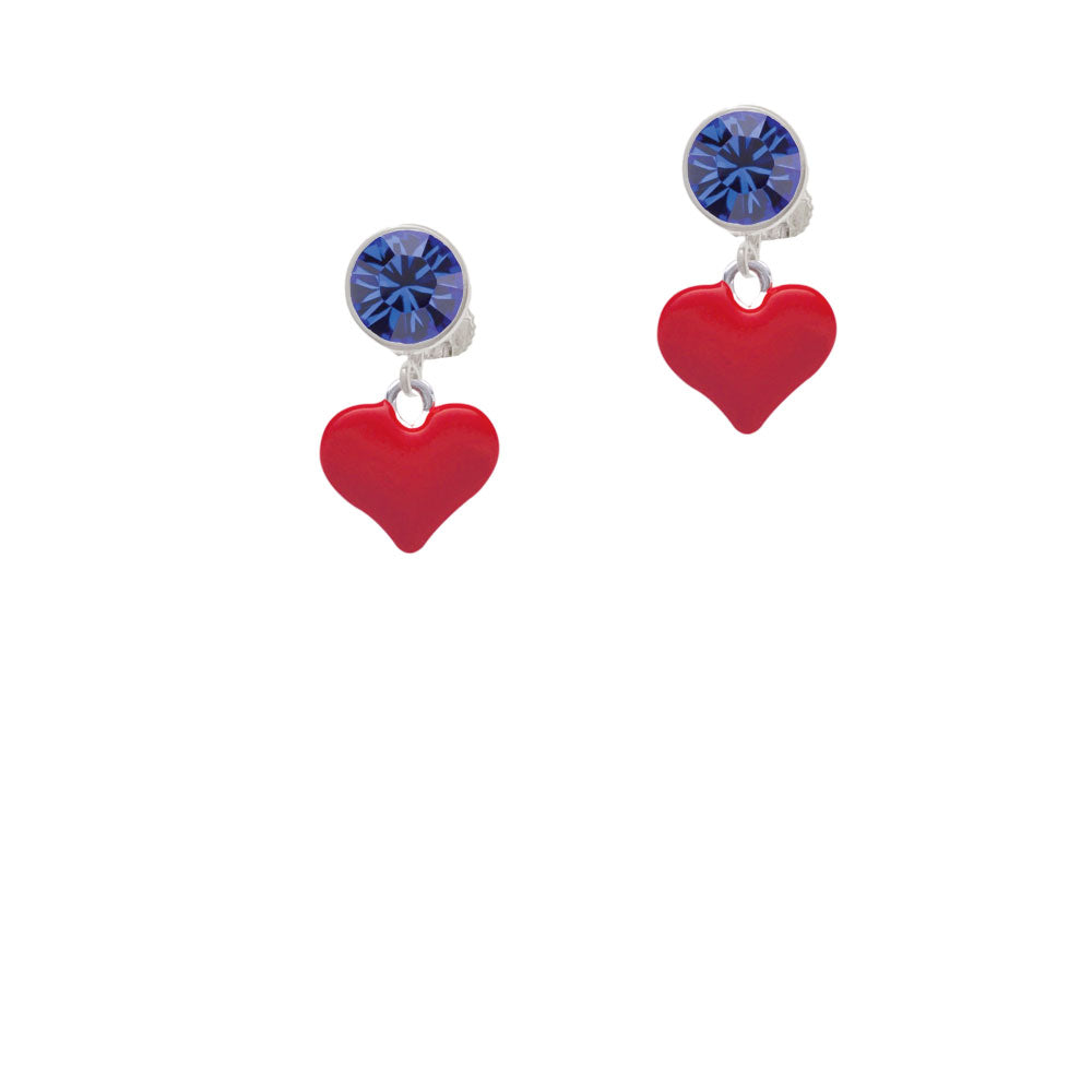 3-D Red Puffy Heart Crystal Clip On Earrings Image 7