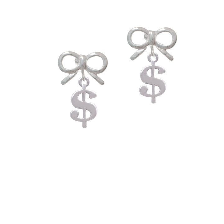 Rounded Dollar Sign Crystal Clip On Earrings Image 9