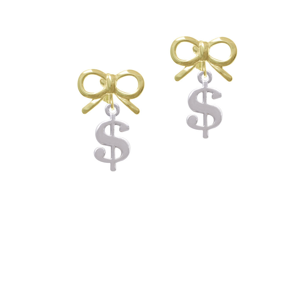 Rounded Dollar Sign Crystal Clip On Earrings Image 10