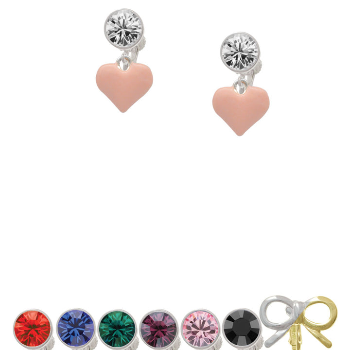 3-D Pink Puffy Heart Crystal Clip On Earrings Image 1