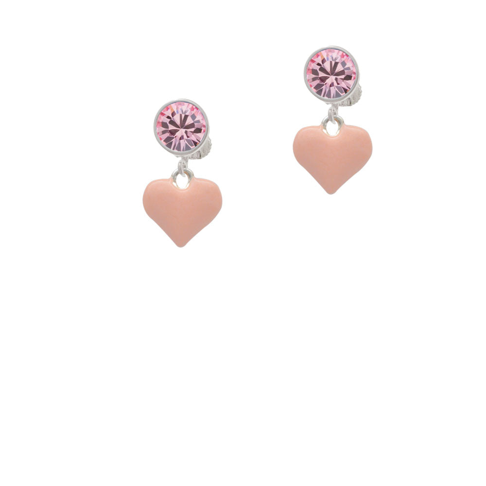 3-D Pink Puffy Heart Crystal Clip On Earrings Image 4