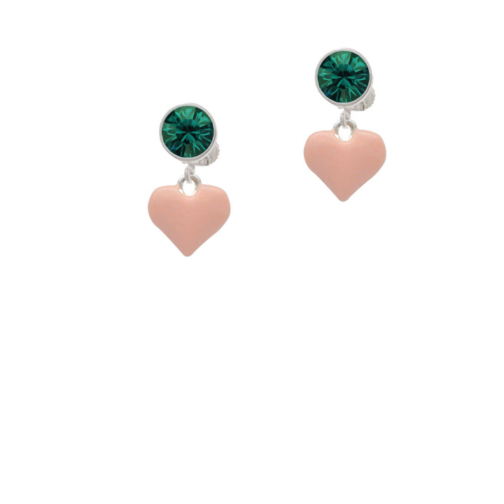 3-D Pink Puffy Heart Crystal Clip On Earrings Image 6