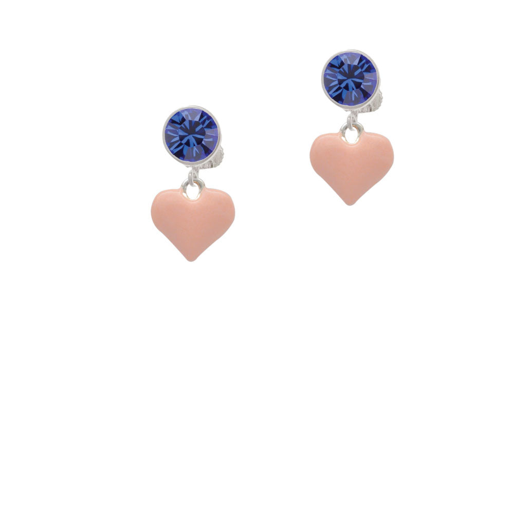 3-D Pink Puffy Heart Crystal Clip On Earrings Image 7