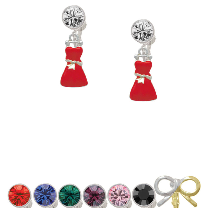 Red Dress Crystal Clip On Earrings Image 1