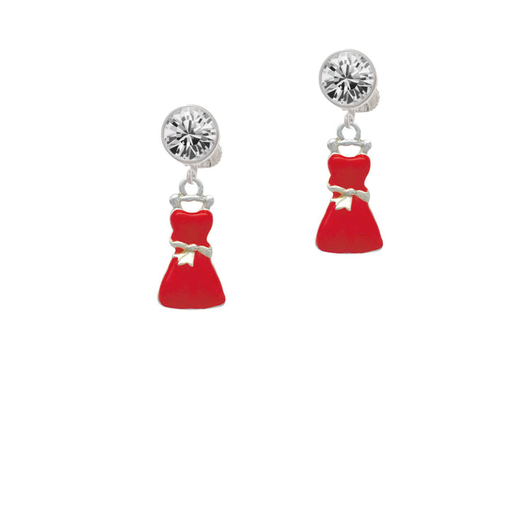 Red Dress Crystal Clip On Earrings Image 2